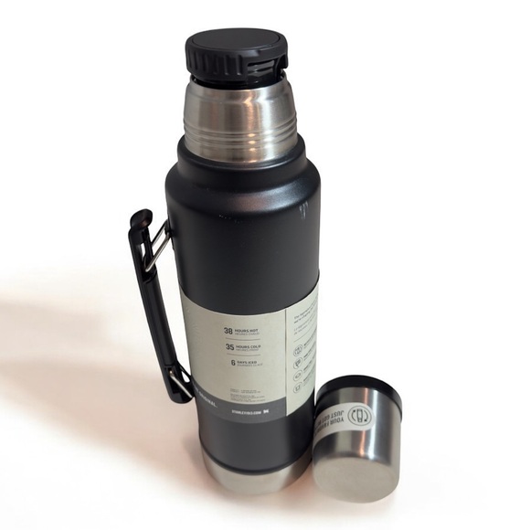 Black and Silver Thermos Flask large - Picture 4 of 4